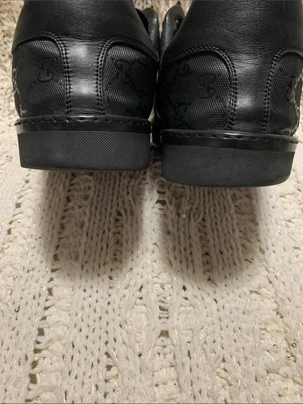 GUCCI GG GUCCISSIMA LOW MEN’S BLACK  LUXURY LEATHER SNEAKERS SIZE 11
